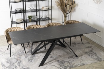 Rozkładany stół z ceramicznym blatem Maxime 160-240 cm czarny marmur