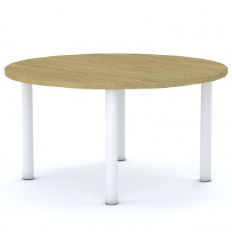 Stół przedszkolny Smart okrągły 100 cm, rozmiar 0-3, blat dębowy / nogi białe