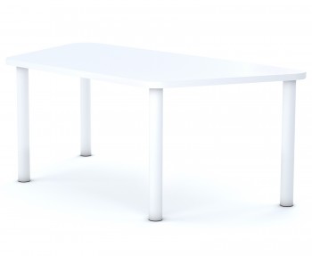 Stół przedszkolny Smart trapez 140x70 cm, rozmiar 0-3, blat biały / nogi białe