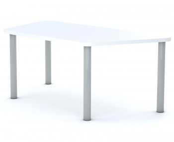 Stół przedszkolny Smart trapez 140x70 cm, rozmiar 0-3, blat biały / nogi szare