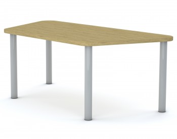 Stół przedszkolny Smart trapez 140x70 cm, rozmiar 0-3, blat dębowy / nogi szare