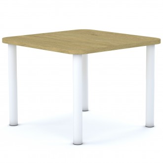 Stół przedszkolny Smart kwadratowy 70x70 cm, rozmiar 0-3, blat dębowy / nogi białe