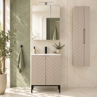 Zestaw mebli łazienkowych z umywalką i lustrem Aspen 30 cashmere/czarny