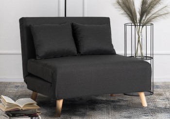 2-osobowa sofa-leżanka Marry 2 w stylu skandynawskim, czarna tkanina