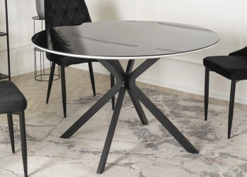 Okrągły stół szklany loft Allen 120 cm, czarny