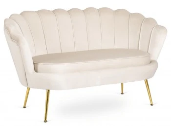 Welurowa sofa dwuosobowa muszelka Zendaya, złote nogi