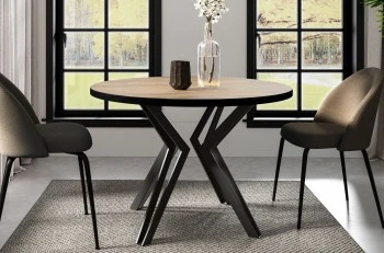 Okrągły stół rozkładany z czarnym obrzeżem ABS Randi 100 cm, styl loft