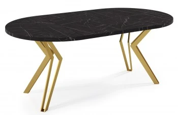 Okrągły stół rozkładany na złotych nogach Randi 120 cm, styl glamour