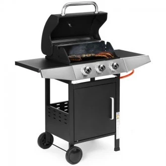 Grill gazowy z pokrywą i termometrem QL-02 na kółkach