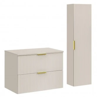 Zestaw mebli do łazienki Adel 050 kaszmir - szafka 80 cm z blatem i regał