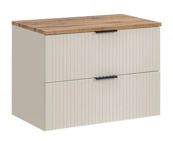 Szafka łazienkowa pod umywalkę nablatową Adel 80 cm, kaszmir/dąb wotan