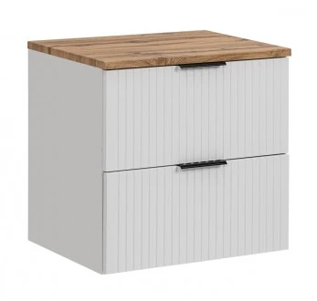 Szafka łazienkowa pod umywalkę nablatową Adel 60 cm, biały mat/dąb wotan
