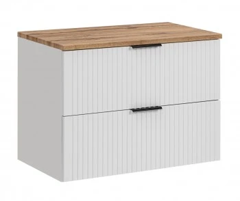 Szafka łazienkowa pod umywalkę nablatową Adel 80 cm, biały mat/dąb wotan