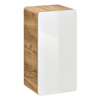 Niska szafka łazienkowa, wisząca Aruba 810 FSC, dąb craft złoty/biały połysk