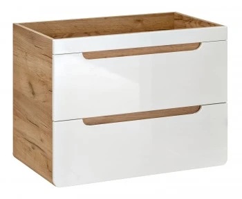 Wisząca szafka podumywalkowa 80 cm, Aruba 821 FSC, dąb craft złoty/biały połysk