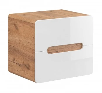 Szafka pod umywalkę nablatową 60 cm, Aruba 828 FSC, dąb craft złoty/biały połysk