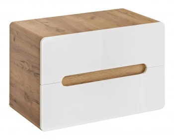 Szafka łazienkowa pod umywalkę nablatową 80 cm, Aruba 829 FSC, dąb craft złoty/biały połysk