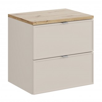 Szafka pod umywalkę nablatową Bella 60 cm z blatem, kaszmir/dąb artisan
