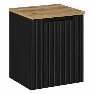 Szafka umywalkowa 2-drzwiowa Nova 50 cm z blatem, czarny mat/ dąb coast evoke
