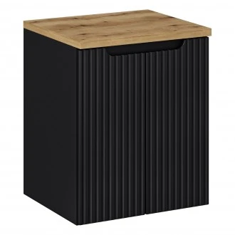 Szafka umywalkowa 2-drzwiowa Nova 50 cm z blatem, czarny mat/ dąb coast evoke