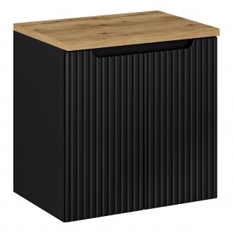 Szafka podumywalkowa 2-drzwiowa Nova 60 cm z blatem, czarny mat/dąb coast evoke