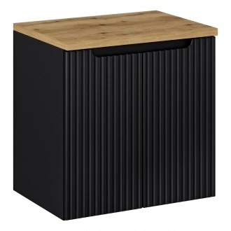 Szafka podumywalkowa 2-drzwiowa Nova 60 cm z blatem, czarny mat/dąb coast evoke