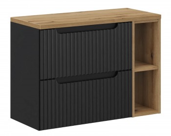 Szafka umywalkowa z regałem Nova 80 cm, czarny mat/dąb coast evoke
