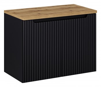 Szafka umywalkowa 2-drzwiowa Nova 80 cm z blatem, czarny mat/dąb coast evoke