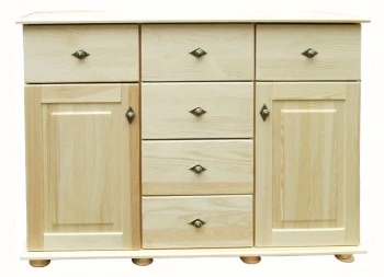 Komoda drewniana KDM-9c, 2 szafki i 6 szuflad, sosna