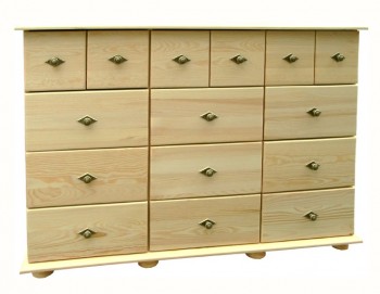 Komoda drewniana KDM-9d, 12 szuflad, sosna