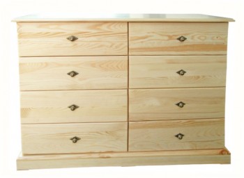 Komoda drewniana KDM-9e, 8 szuflad, sosna