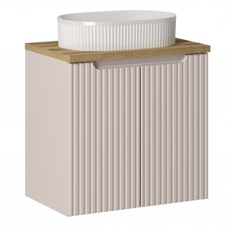 Szafka 2-drzwiowa Nova 60 cm z białą umywalką Beyond, kaszmir mat/dąb coast evoke