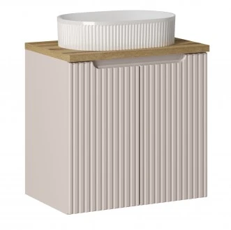Szafka 2-drzwiowa Nova 60 cm z białą umywalką Beyond, kaszmir mat/dąb coast evoke