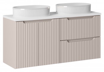 Szafka łazienkowa 120 cm Nova z białymi umywalkami Beyond, kaszmir/biały