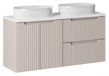 Szafka łazienkowa 120 cm Nova z białymi umywalkami Beyond, kaszmir/biały