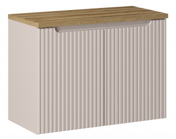 Szafka umywalkowa 2-drzwiowa Nova 80 cm z blatem, kaszmir mat/dąb coast evoke