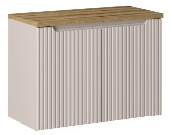 Szafka umywalkowa 2-drzwiowa Nova 80 cm z blatem, kaszmir mat/dąb coast evoke