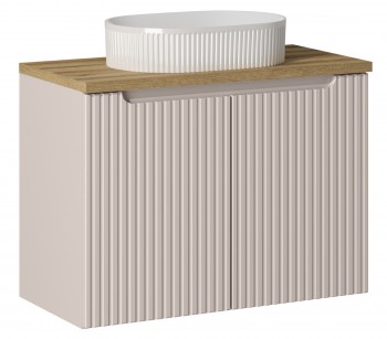 Szafka 2-drzwiowa Nova 80 cm z białą umywalką Beyond, kaszmir mat/dąb coast evoke