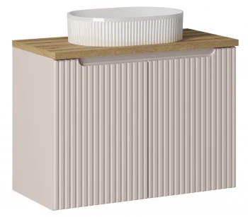 Szafka 2-drzwiowa Nova 80 cm z białą umywalką Beyond, kaszmir mat/dąb coast evoke