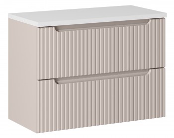 Szafka umywalkowa 2 szuflady Nova 80 cm z blatem, kaszmir/biały mat