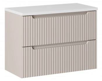 Szafka umywalkowa 2 szuflady Nova 80 cm z blatem, kaszmir/biały mat