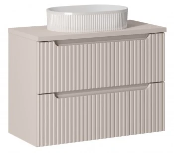 Szafka 2 szuflady Nova 80 cm z białą umywalką Beyond, kaszmir mat