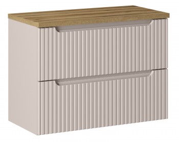 Szafka 2 szuflady Nova 80 cm z blatem, kaszmir mat/dąb coast evoke