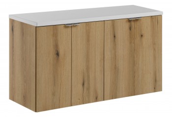 Szafka 4-drzwiowa pod umywalkę nablatową Nova 100 cm, dąb coast evoke/biały mat
