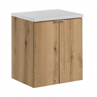 Szafka 2-drzwiowa pod umywalkę nablatową Nova 50 cm, dąb coast evoke/biały mat