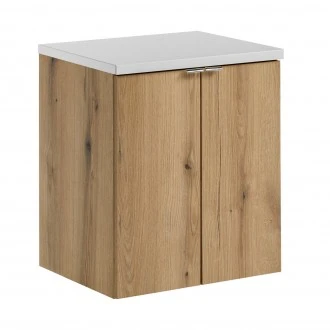 Szafka 2-drzwiowa pod umywalkę nablatową Nova 50 cm, dąb coast evoke/biały mat