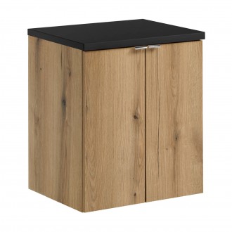 Szafka 2-drzwiowa pod umywalkę nablatową Nova 50 cm, dąb coast evoke/czarny mat