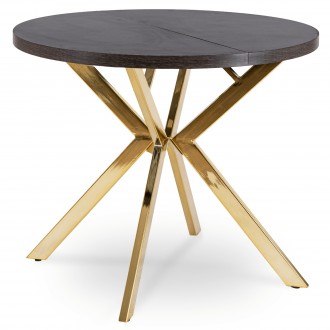 Rozkładany stół jadalniany glamour Lugo 90-190 cm, czarny/złoty