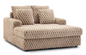 Dwuosobowy fotel do salonu z pluszowej tkaniny Kobel, beżowy
