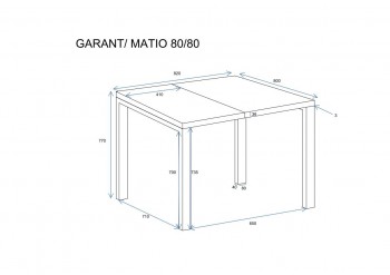 Stół Garant 170 z blatem 80x80 rozkładany do 170 cm kaszmir